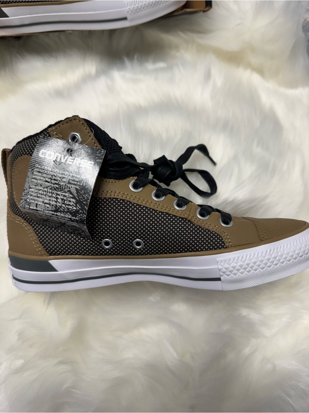 Converse All Star High-Top Sneakers in Tan and Black - Picture 3 of 4